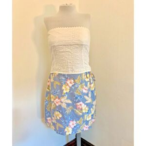 Jennifer Moore VTG y2k 90s 2000s Floral Wrap Skort Tie Skirt Tropical 6 Cotton